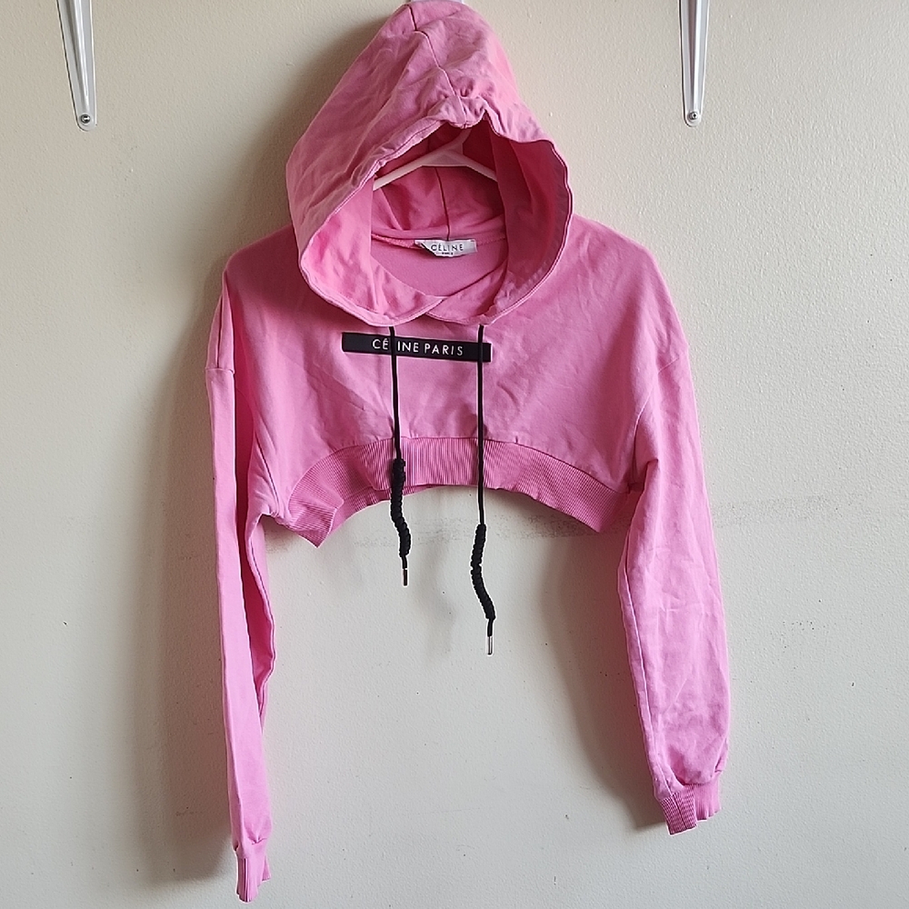 Celine Paris Pink Cropped Hoodie S-M